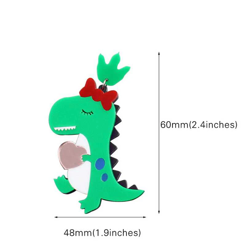 Милые акриловые серьги с животными в виде динозавра блестящие Модные женские