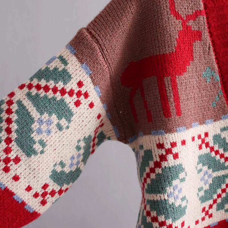 

2021 Spring Autumn Womens Large Size Cardigan Sweater Fashion Christmas Pattern Long Sleeve Sweater Ladies Knit Sweater Mujer