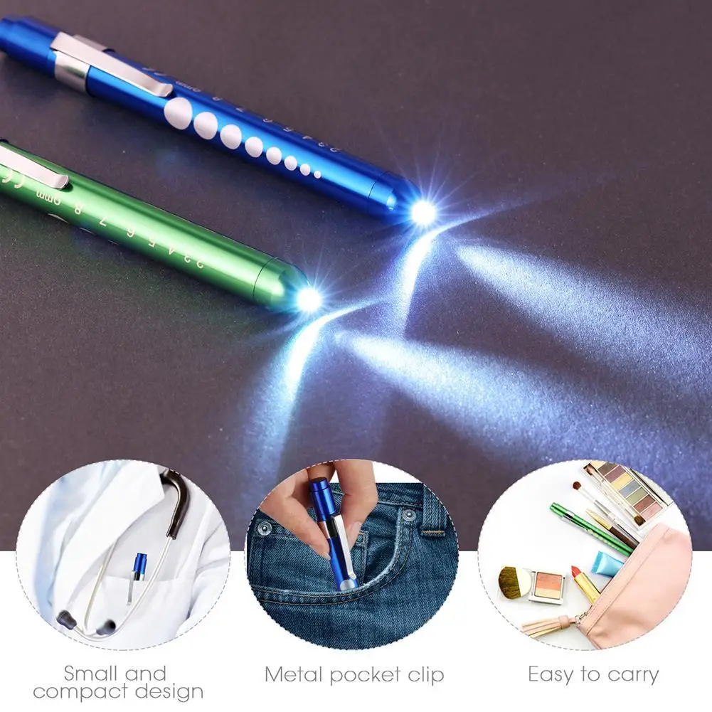 

Portable LED Flashlight Work Light Medical First Aid Pen Light Torch Lamp With Pupil Gauge Measurements Doctor Nurse Diagnosis
