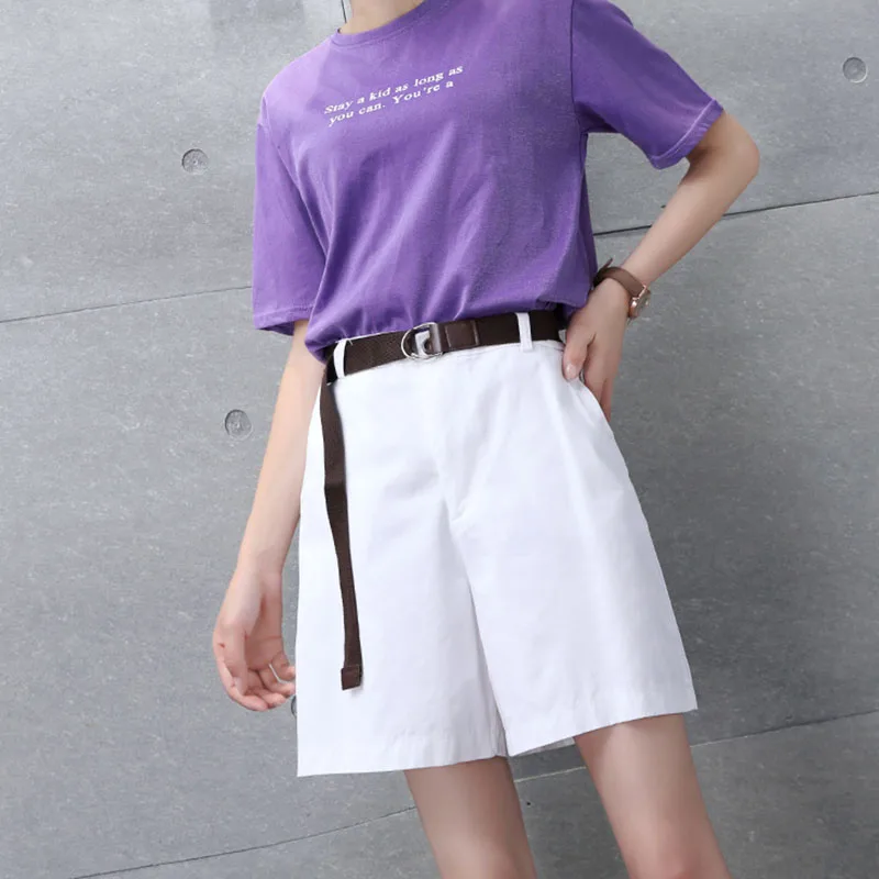 

Shorts Women High Waist Wide Leg Casual 2021 Casual Tooling Pure Cotton Hot Pants Loose Shorts thin Wide-leg Five-point Pants