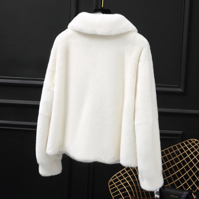 inverno полностью из норки мех revestimento das mulheres curto moda simples pequena pracha de colarinho casaco de pele de vison
