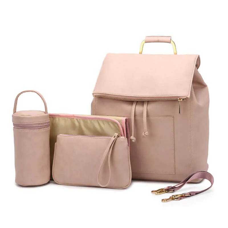 Pink Высококачественный рюкзак из искусственной кожи для мамы, папы, подгузников, большой емкости, детские сумки, рюкзак с надписью Mom, сумка для беременных, mochila maternidade - Цвет: Pink