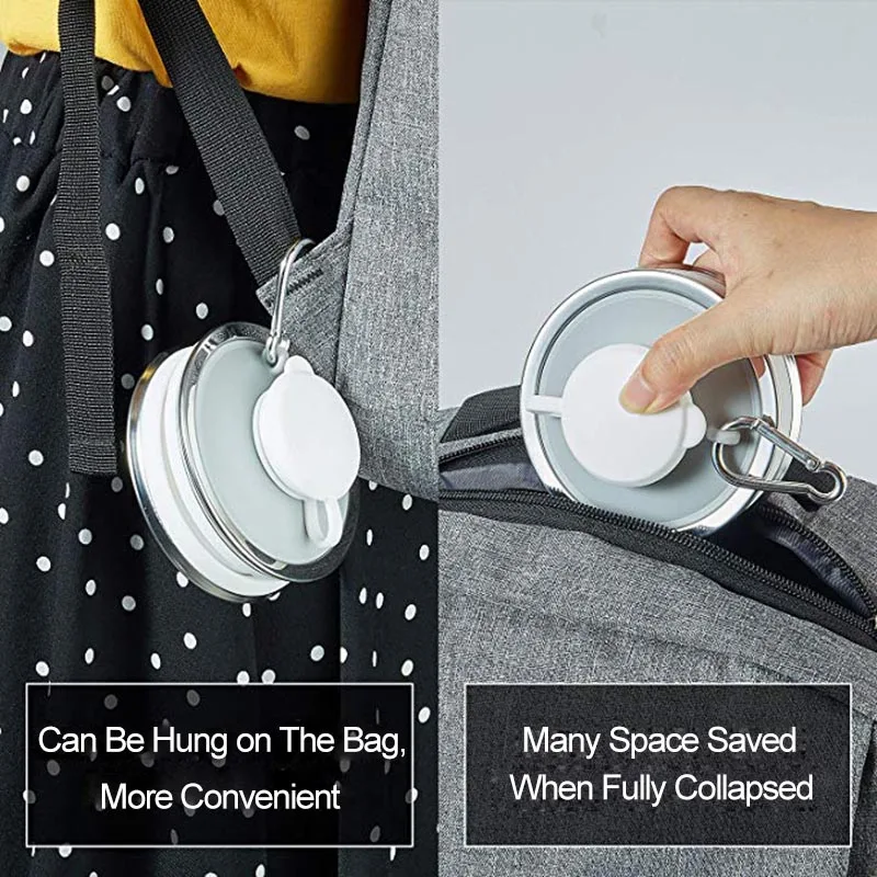 MYBOTTY Space-saving Collapsible Water Bottle Silicone BPA Free Telescopic Cup Lid Hook Portable Creative Travel Drinking | Дом и сад