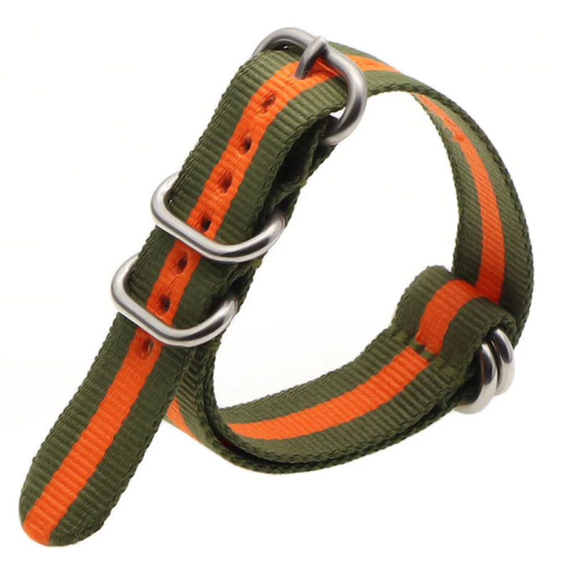 green orange S 21 цвет прочный нейлоновый ремешок otan ZULU ремешок 18 мм 20 мм 22 мм 24 мм полосатый Радужный холст замена ремешок для часов - Цвет ремешка: green orange S