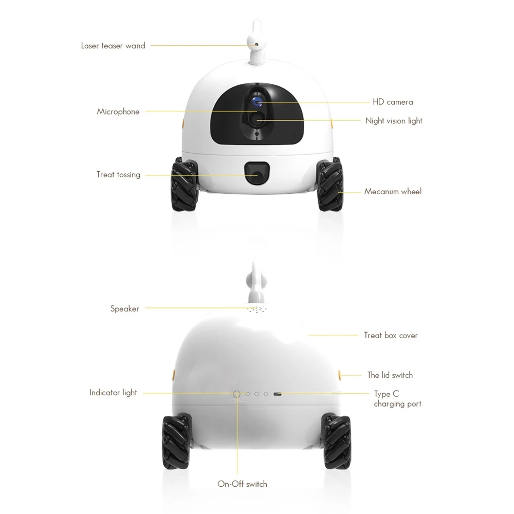 

Automatic Cat Toys Interactive Pet Companion Smart Robot Remote APP Operation HD 1080P Video Voice Laser Tease Chasing Pet Toy