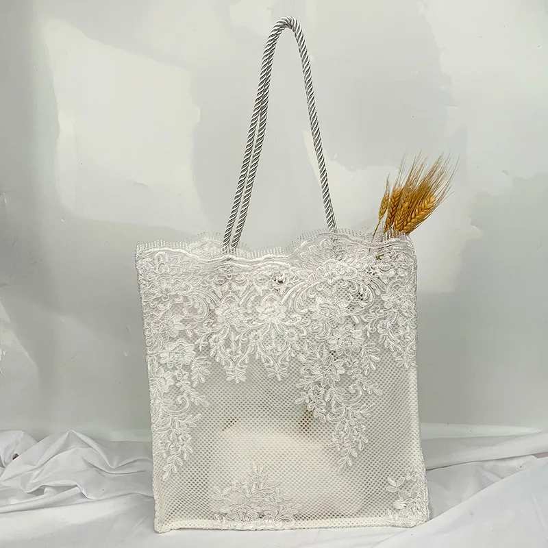 

Embroidered Lace Straw Bags For Women Summer Hot Sale Travel Beach Shoulder Bags Trending Women's Handbag