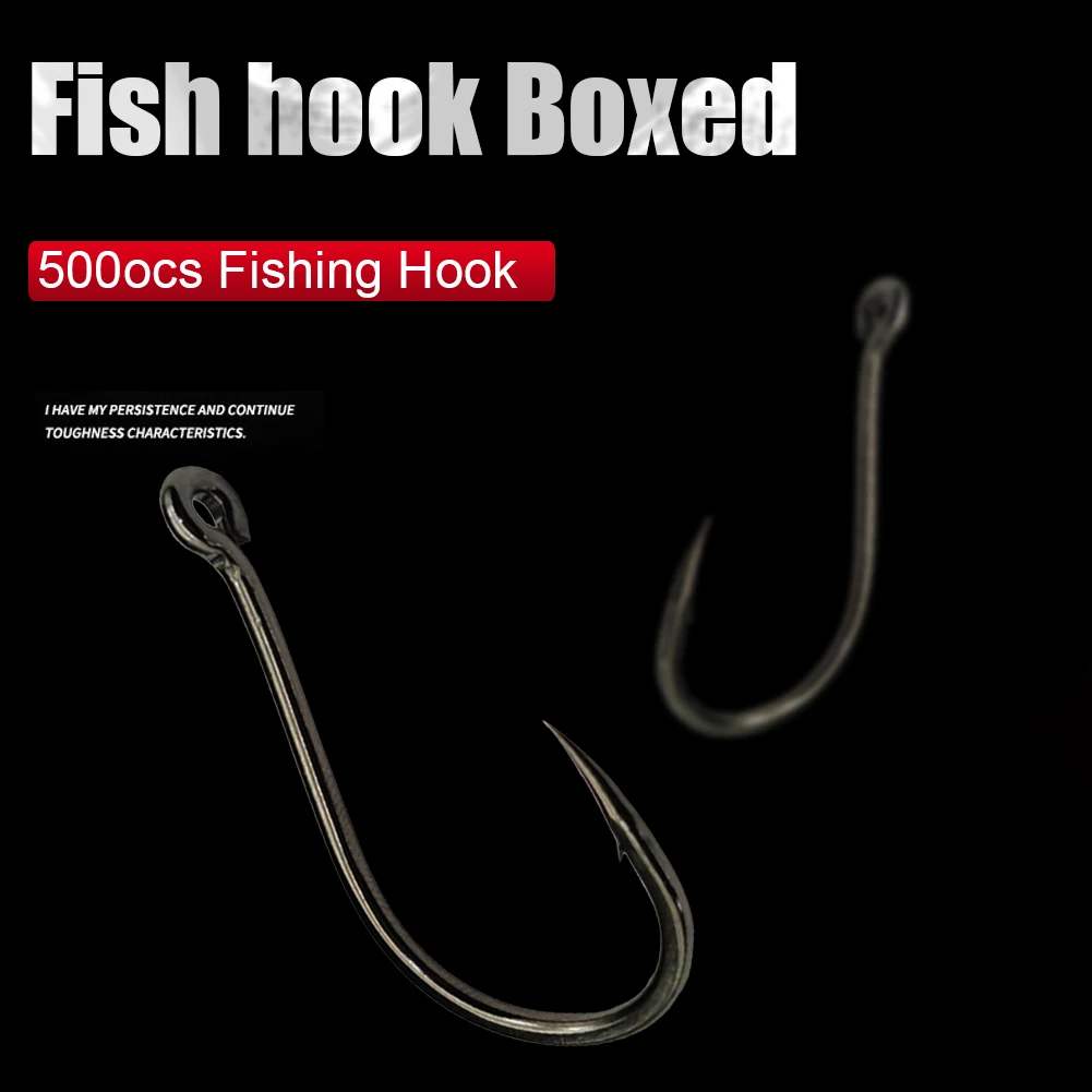 500pcs Carbon Steel Fishhooks Lure with Ring Hole Sharp Barbed Hooks Fishing Tackle Accessories | Спорт и развлечения