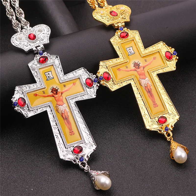 Большое длинное ожерелье 120 см в стиле хип-хоп панк Нагрудный Крест религиозное