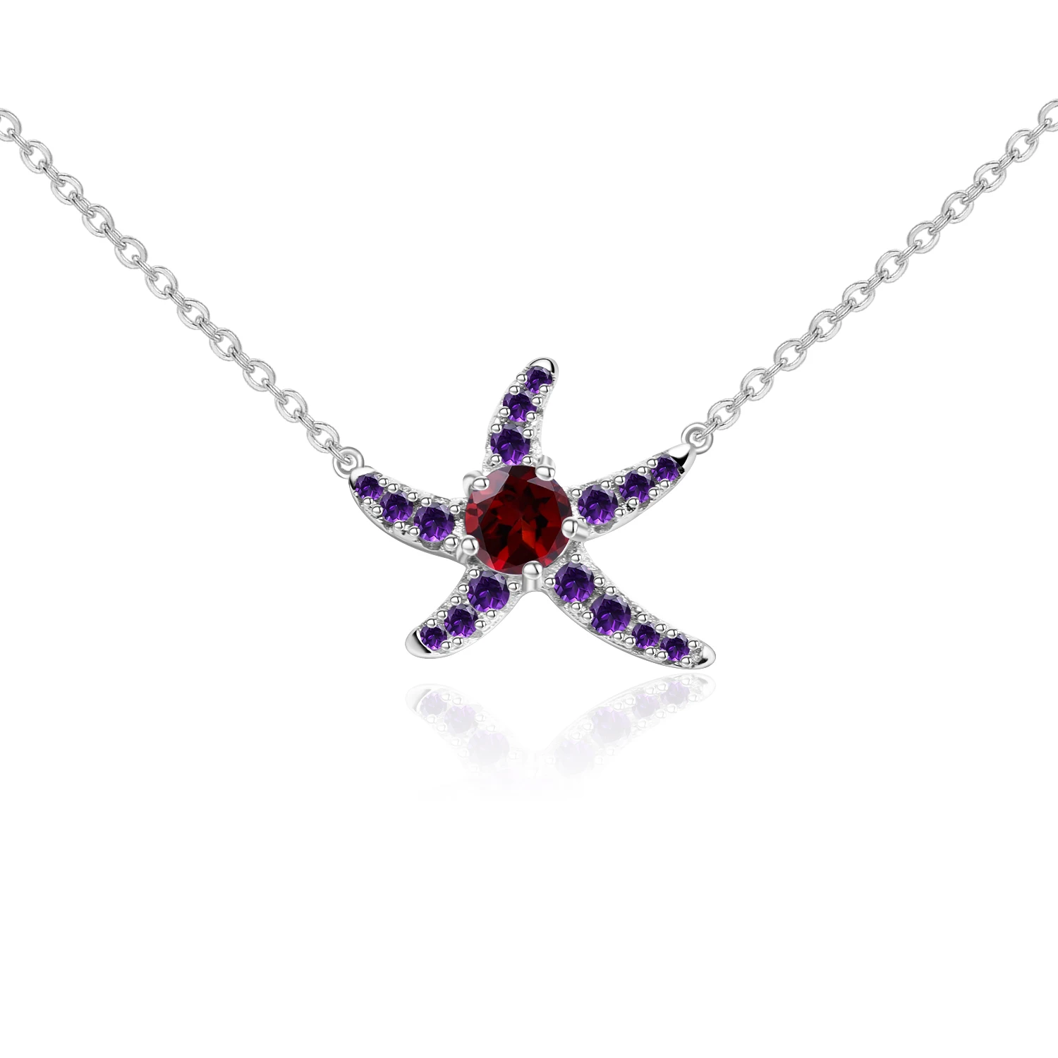GEM'S балетное ожерелье в форме морской звезды 0.36Ct натуральный гранатовый камень кулон 925 пробы серебро элегантные ювелирные изделия для женщин