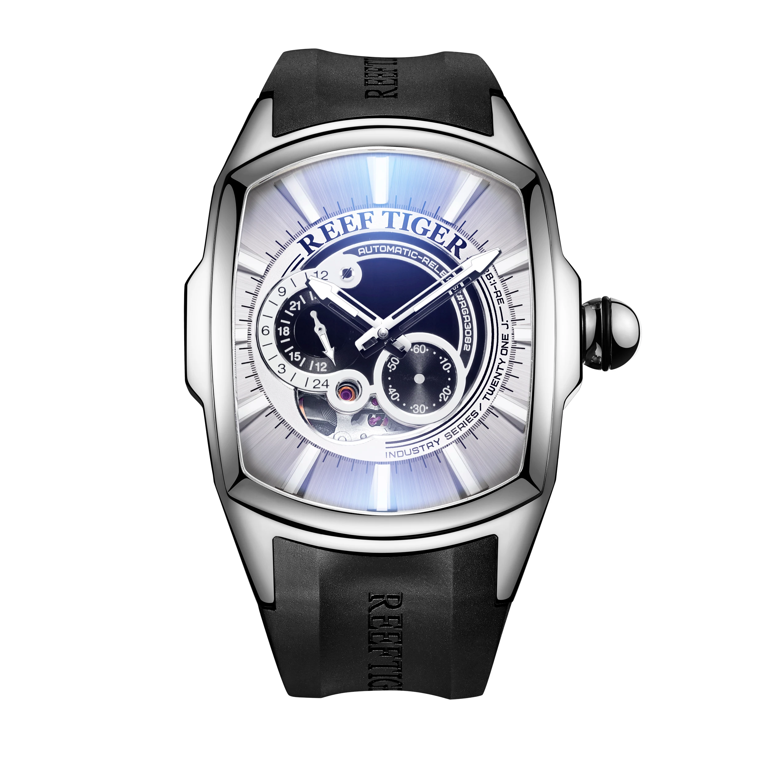 

2021 Reef Tiger/RT New Arrival Luxury Sport Mens Steel White Dial Black Rubber Strap Automatic Watch RGA3069S