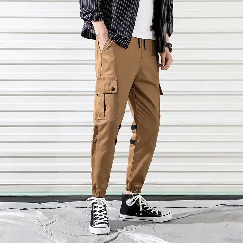 Брюки-карго мужские с эластичным поясом Модные Цветные джоггеры уличная одежда