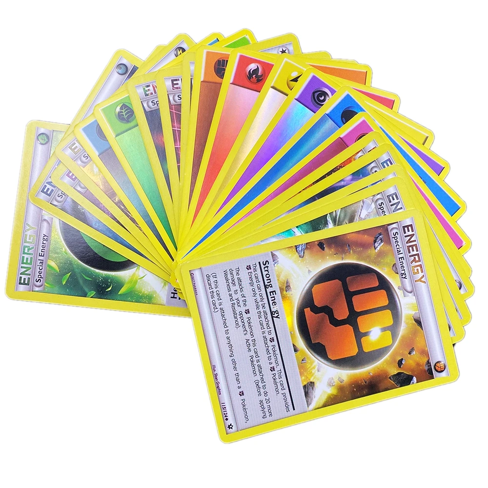 Cartas de Pok&eacute;mon de 20 piezas, juego de energ&iacute;a, refuerzo brillante, colecci&oacute;n de batalla de intercambio en ingl&eacute;s, carta Pok&eacute;mon, lista de regalo, Chico, Juguetes-3