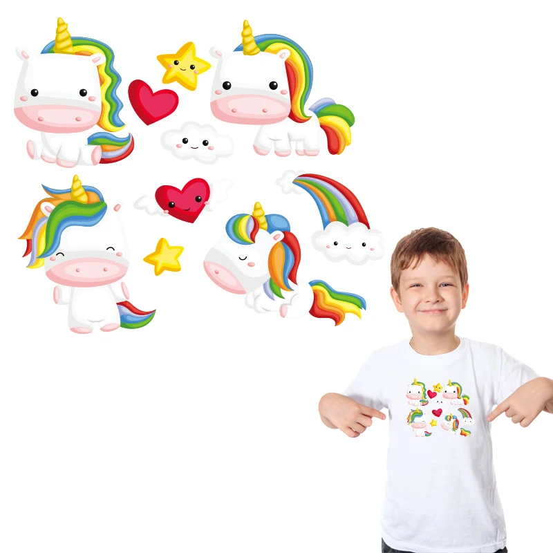 Милый Единорог утюжок на Заплатке моющиеся Diy парчи одежда тепло печать футболке