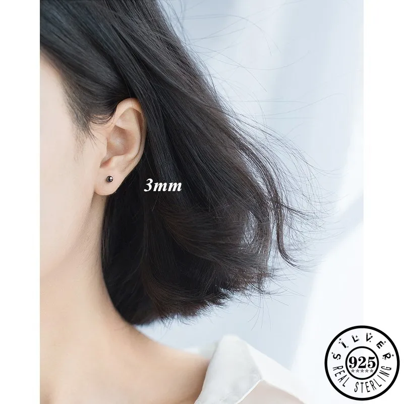 Мужские 925 стерлингового серебра минималистские небольшие круглые шарики Форма