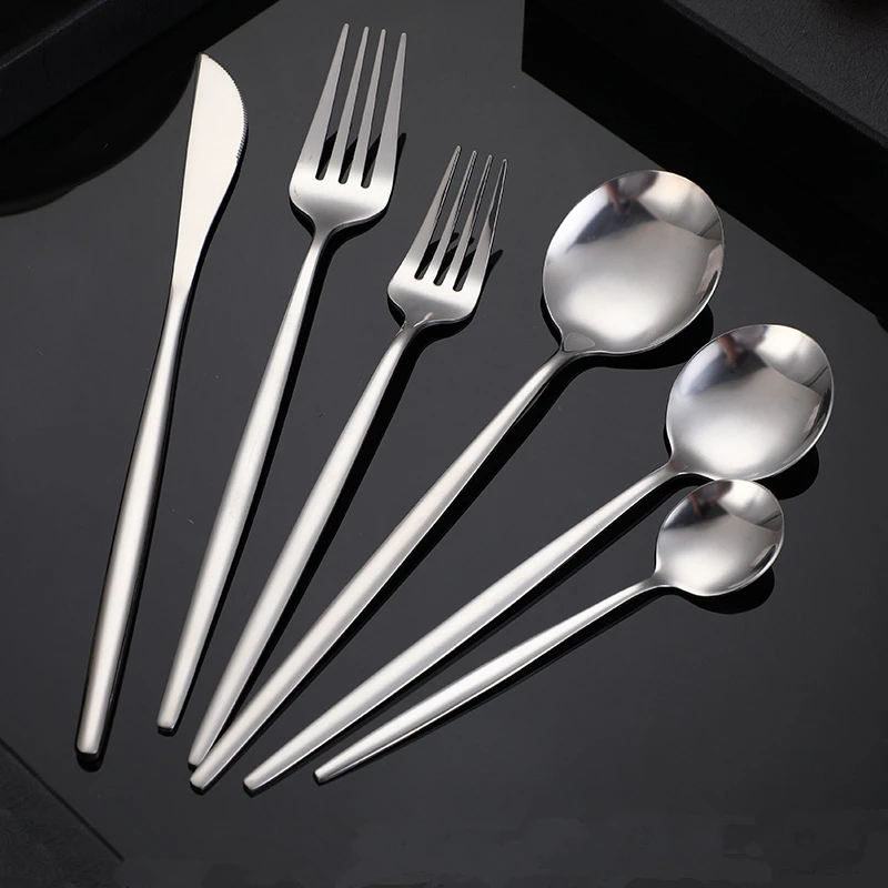 

304 Stainless Steel Western Tableware Silver Chopsticks Spoon Knife Fork Cutlery Set Home Kitchen Dinnerware Accessories