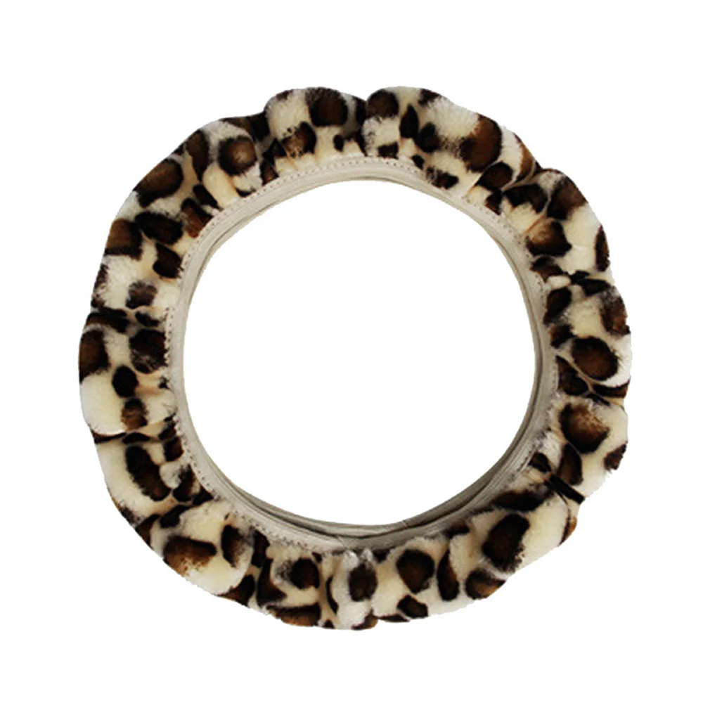 Чехол рулевого колеса автомобиля Леопардовый плюшевый Противоскользящий зимний