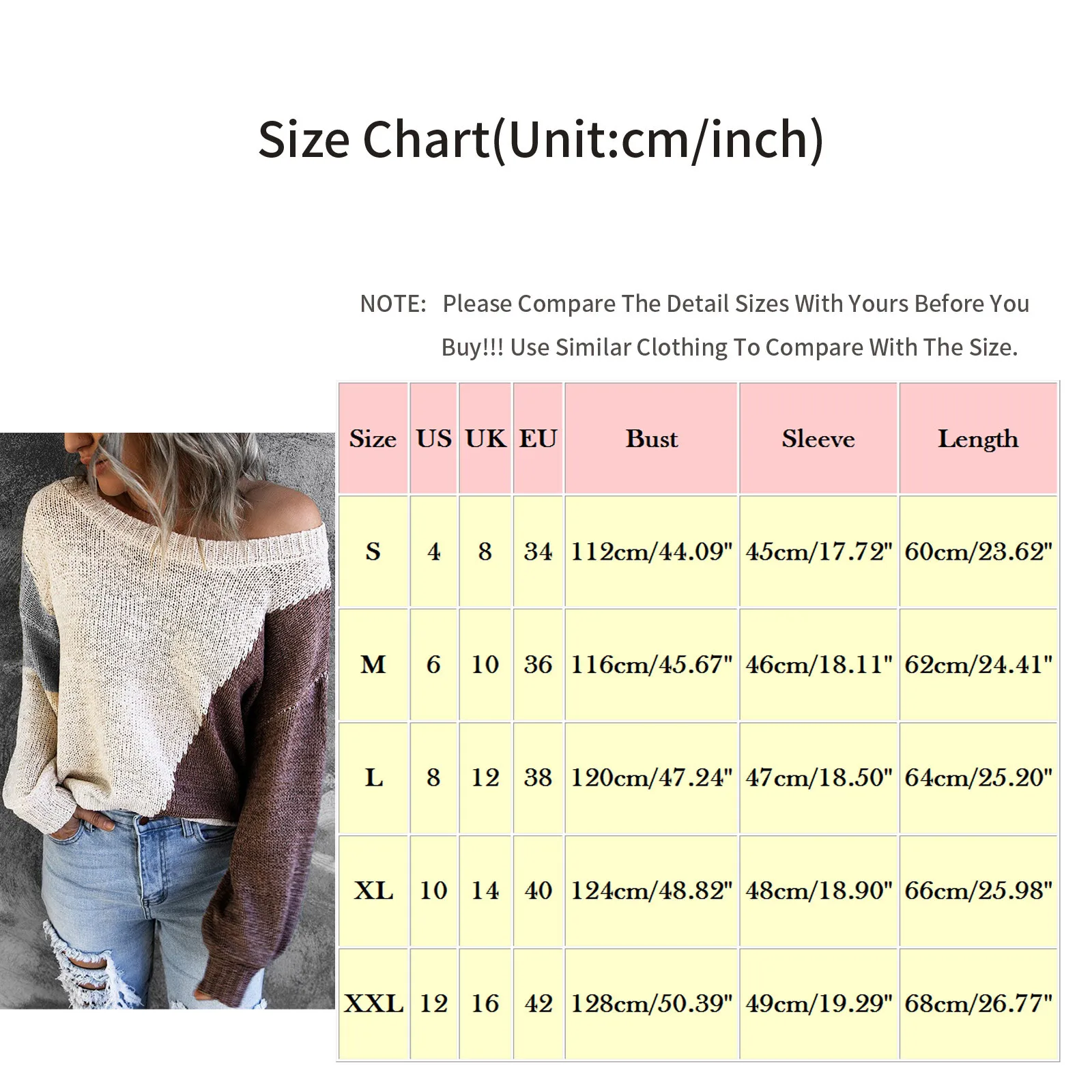 

Color Contrast T Shirt For Women Long Sleeve Patchwork Kint T-shirt Round Collar Leisure Summer Early Autumn Tee Tops