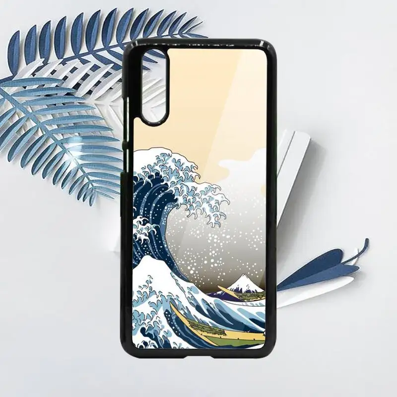 

Wave Art Japanese Green Illust Phone Case PC For Samsung galaxy S note 8 9 20 10 e lite2019 plus pro ultra