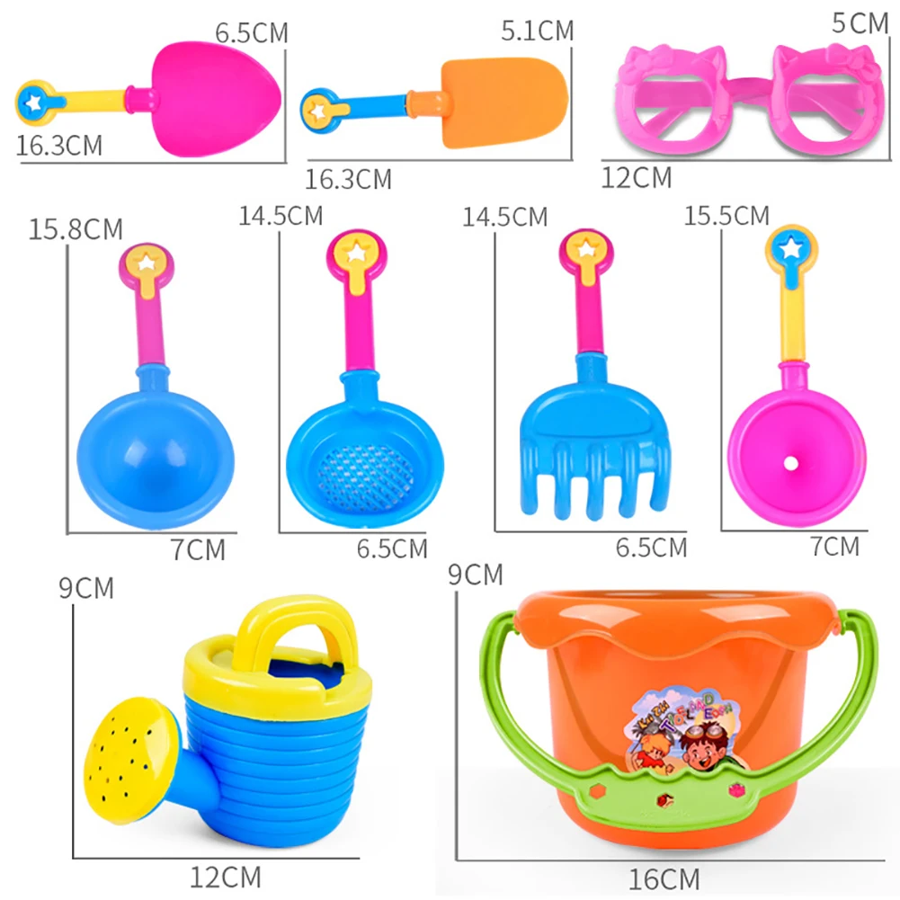 

9Pcs Toddler Kids Children Outdoor Sand Beach Bucket Shovel Rake Water Toys Set