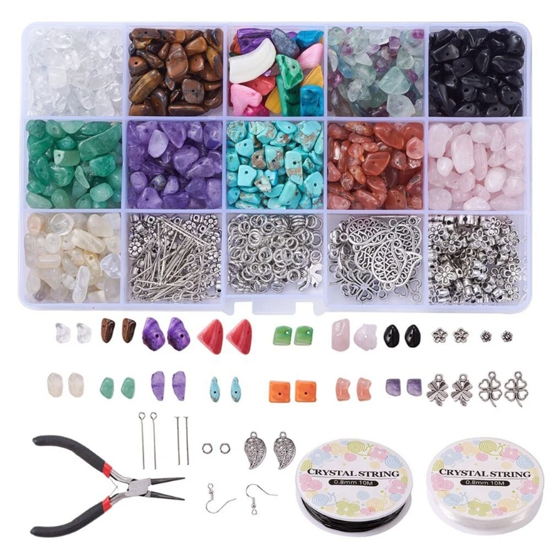 

Crushed Stones Natural Assorted Stone Chip Beads Bracelet Handmade Beaded Material DIY Jewelry Accessories Set