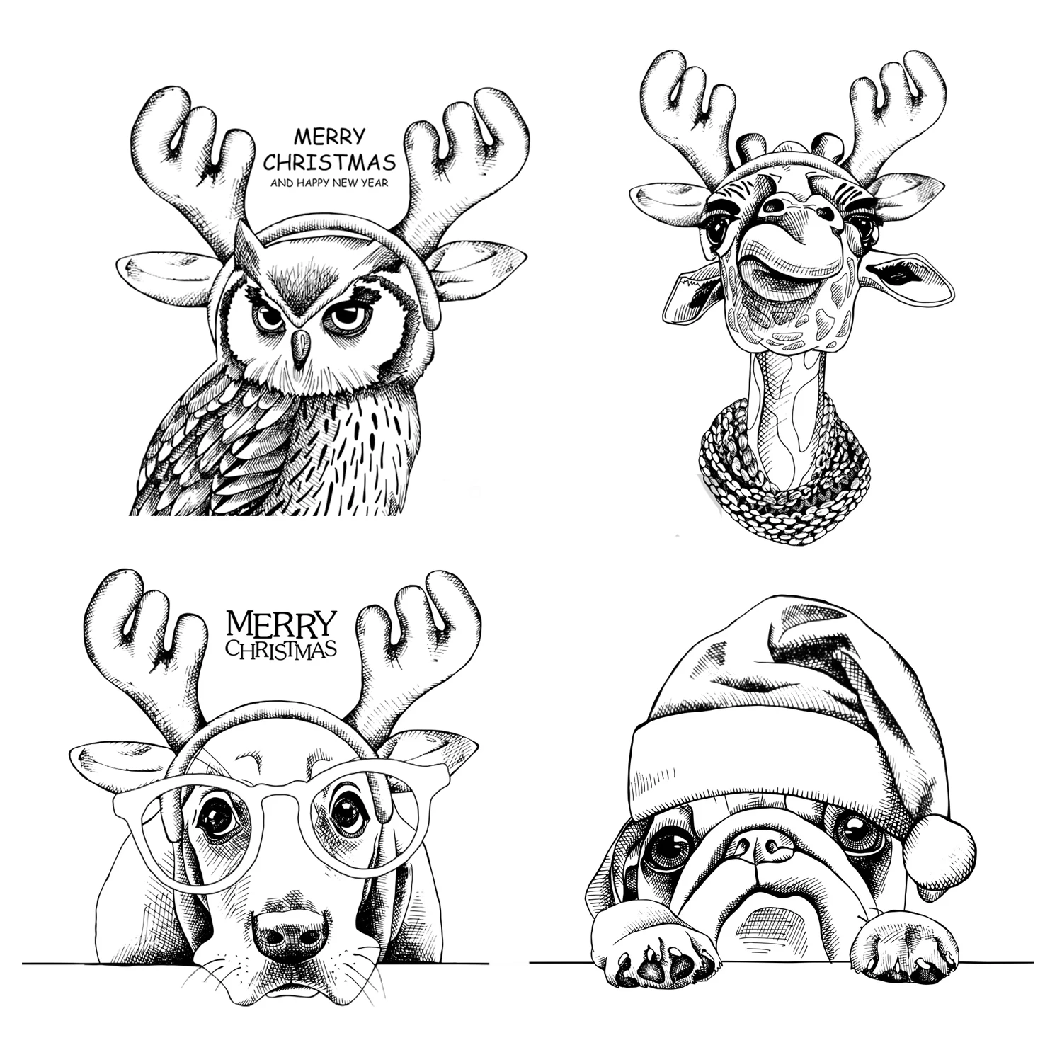 AZSG милые рождественские прозрачные штампы с животными собаками совами для