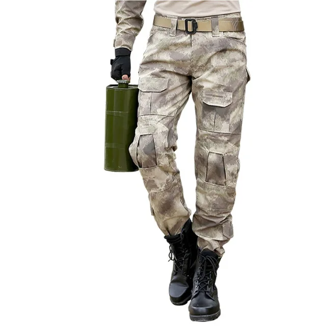 Without knee pads Военные тактические брюки мужские камуфляжные Панталоны лягушка брюки карго наколенники рабочие брюки армейские охотники спецназ боевые брюки - Цвет: Without knee pads