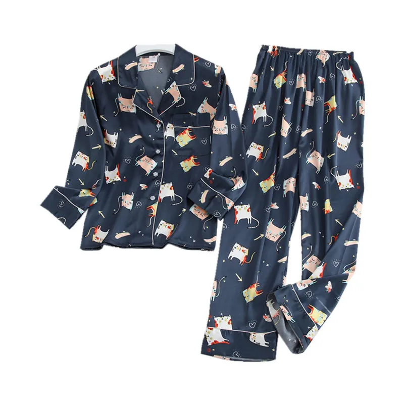 FZSLCYIYI пижамы для влюбленных женщин с длинным рукавом шелковые атласные пижамные