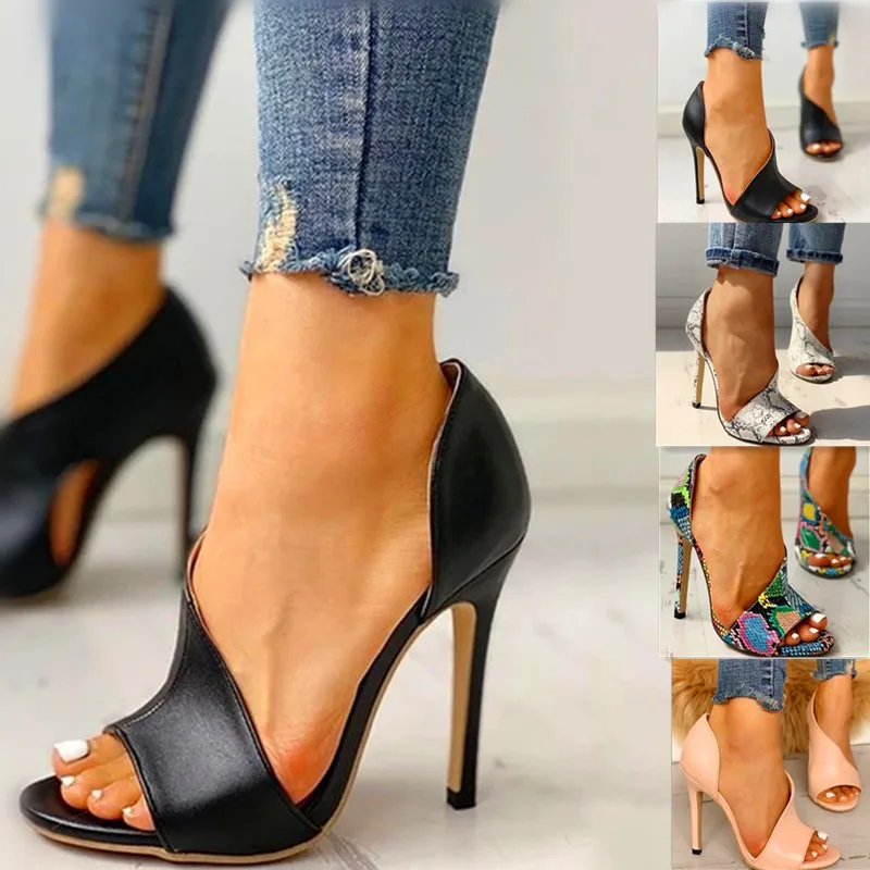 

PLUS SIZE 42 Women Pumps New Shoes Sexy High Heels Ladies Party Stiletto & Enlargers Female Black Wedding Snake Print Heels