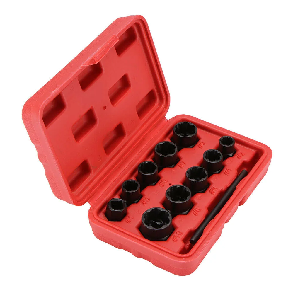 

2022NEW Tool Nut Remover Threading Removal Set Extraction Repair Socket Damaged Rounded 11pcs