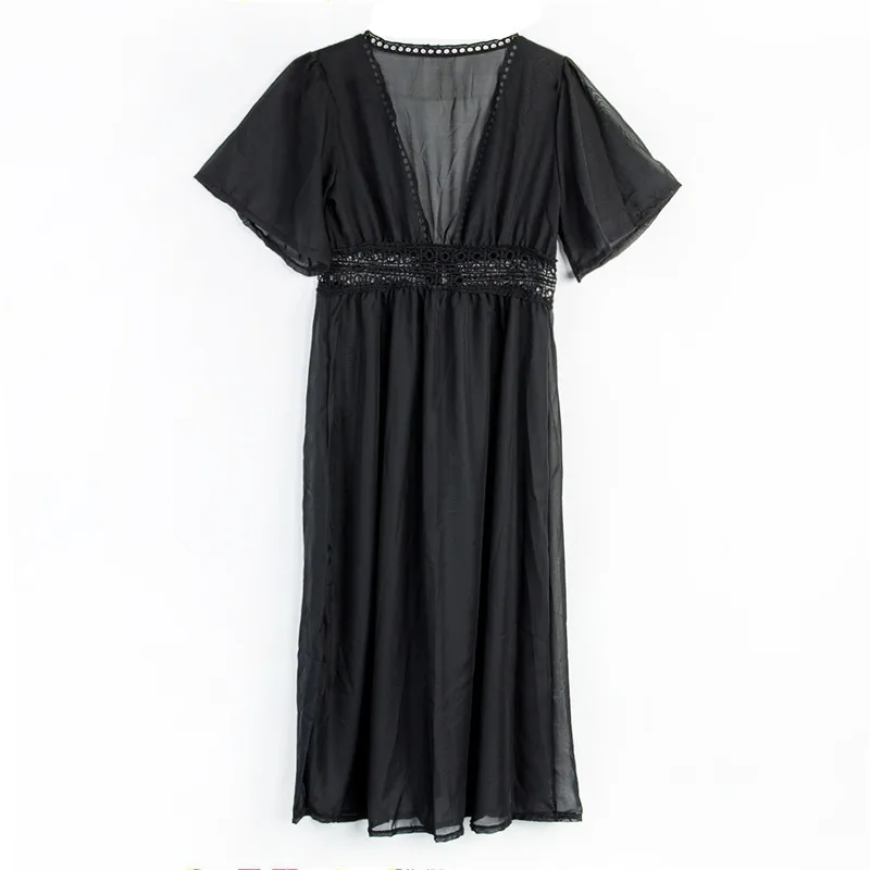 Женский Открытый сарафан с глубоким V образным вырезом пляжная одежда