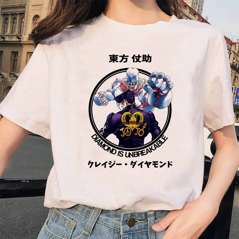 Японское аниме JoJo Необычные Приключения Забавные футболки для мужчин и женщин с принтом Футболка Повседневная Jojo футболка хип-хоп топ тройники Женские - Цвет: 20233