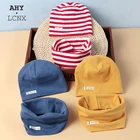 Детский комплект из шапки и шарфа, осенне-зимний теплый хлопковый комплект из шапки и шарфа, 2021