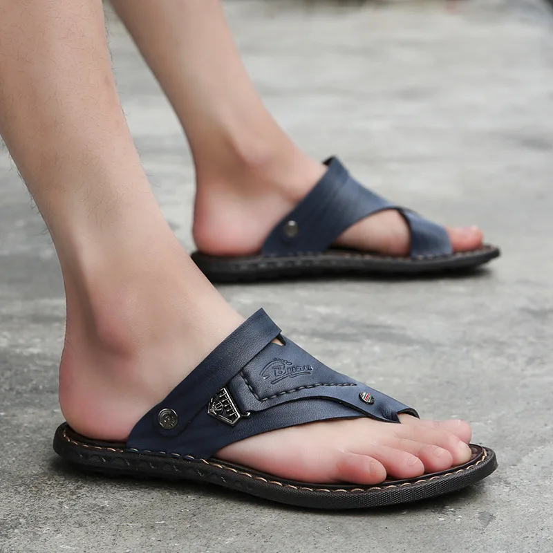 Роскошные летние мужские шлепанцы в Корейском стиле Вьетнамки с открытым носком