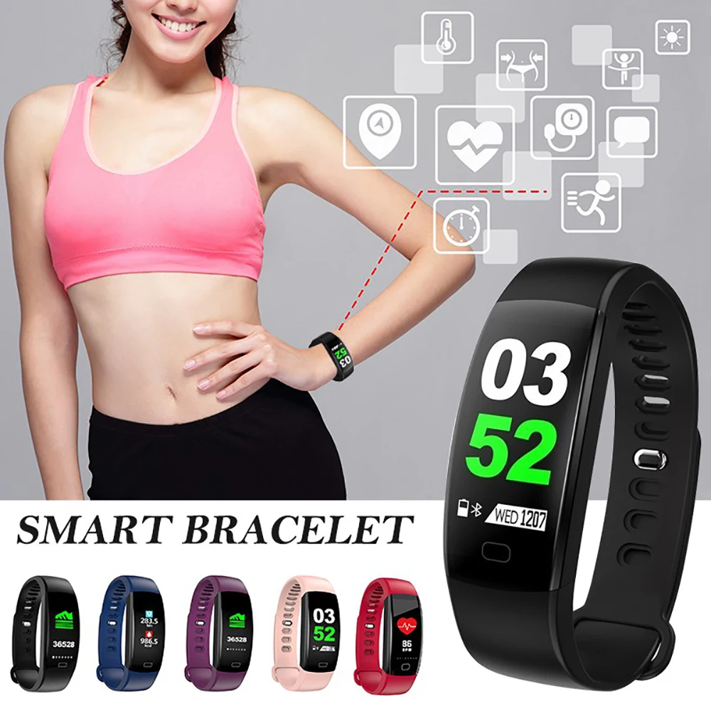 Smart Bracelet IP68 Waterproof Heart Rate Tracker Fitness Colorful Screen Blood Pressure Oxygen Monitor Wristband | Электроника