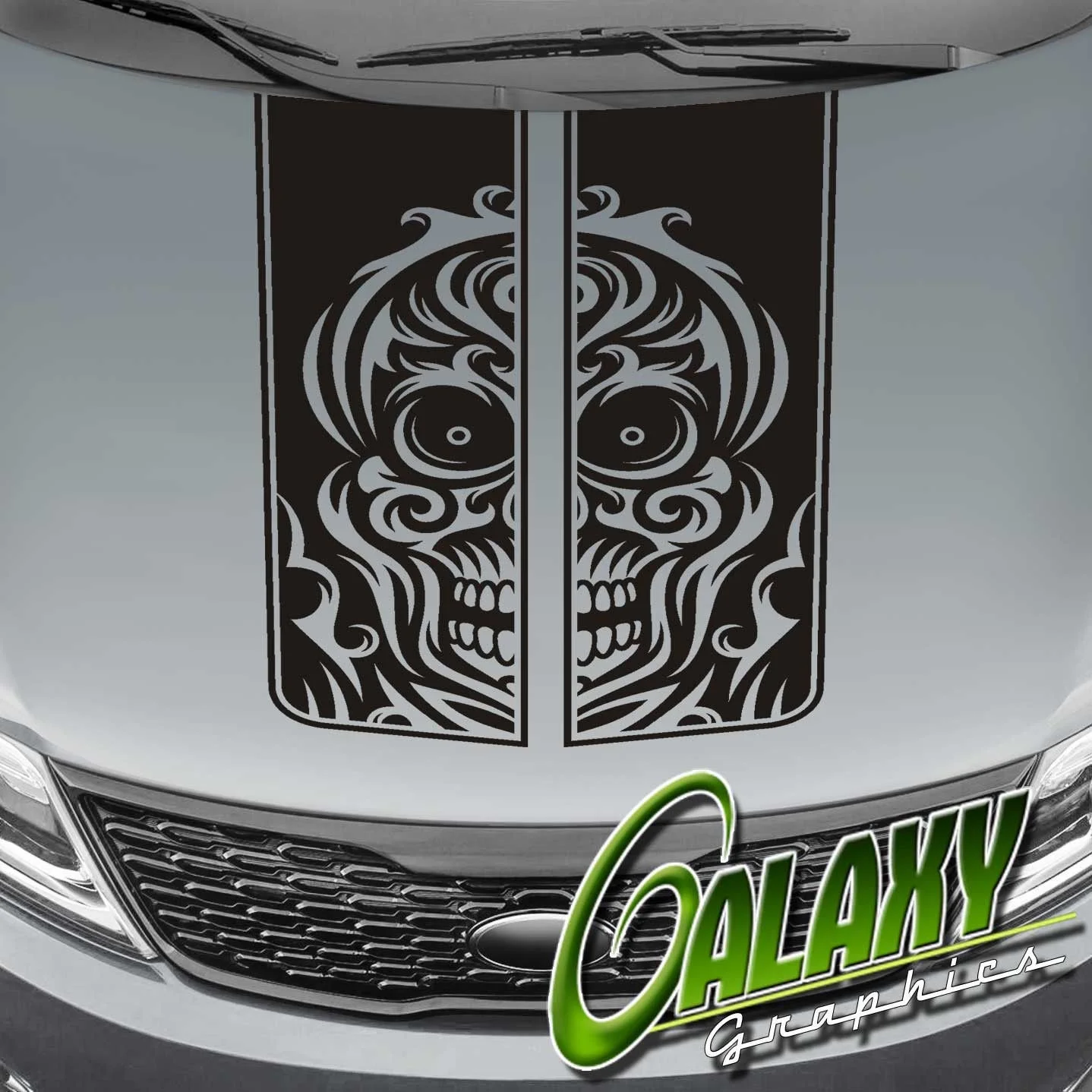 

For Universal Tribal Skull Truck Hood Rally Racing Stripe Decal - Ram F150 Silverado Tundra