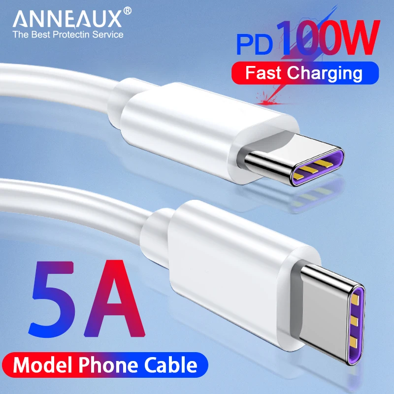 

100W Type C PD Data Cable For Xiaomi Mi 12 11 Huawei P30 Samsung A51 S21 Mobile Fast Charging USB C TO USB C Cables Sync Cord