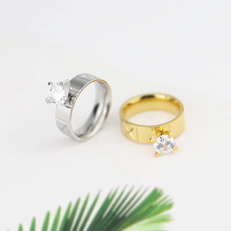 Лидер продаж модное кольцо из нержавеющей стали Цвет золотого цвета с украшением