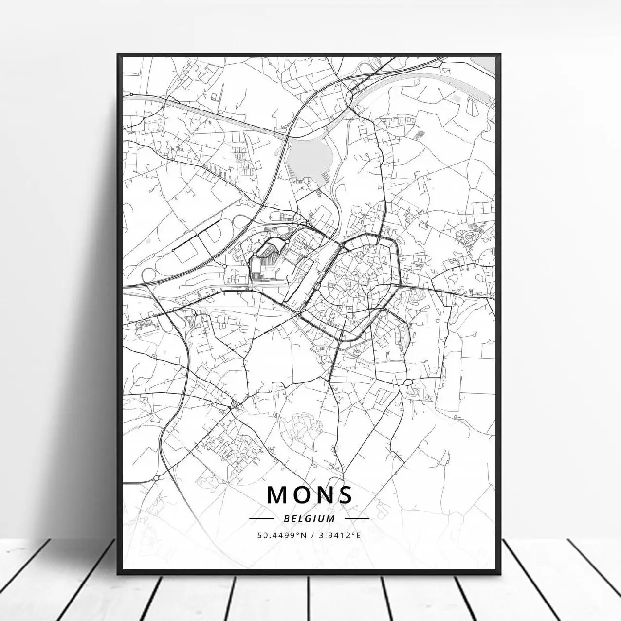 Mons Liege Charleroi Leuven Ghent Антверпен Бельгия холст художественная карта