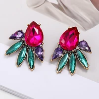 luxury stud earrings for women girl charm geometric glossy sparkly crystal unusual earring wedding party jewelry ear accessories