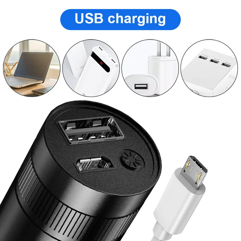 

Waterproof Outdoor Strong Light Flashlight USB Rechargeable COB Light Lantern Torch Light Flash Lamp