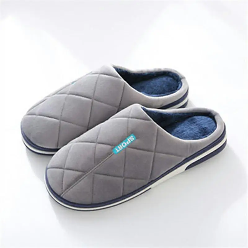 Мужские хлопковые тапочки большого размера с широкой подошвой Теплые
