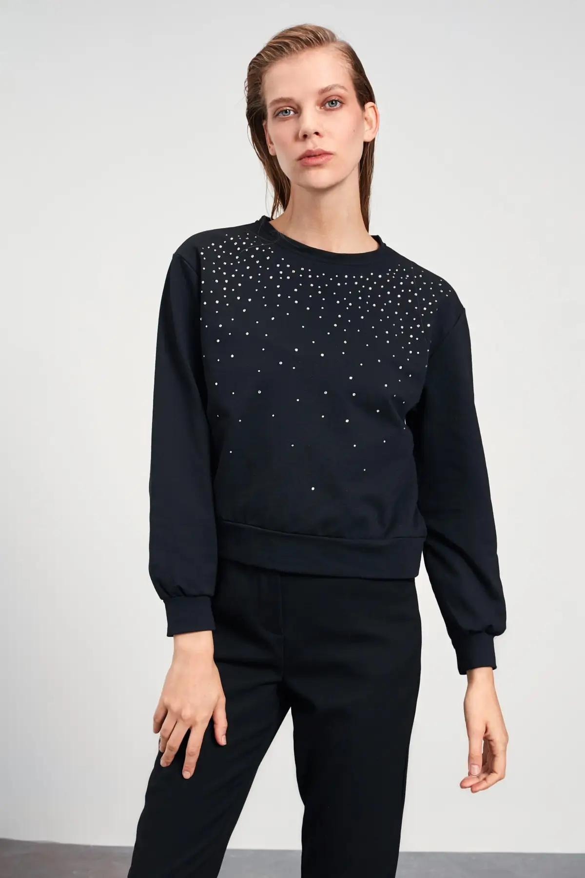 

Trendyol Stone Printed Basic Knitted Sweatshirt TWOAW21SW1136