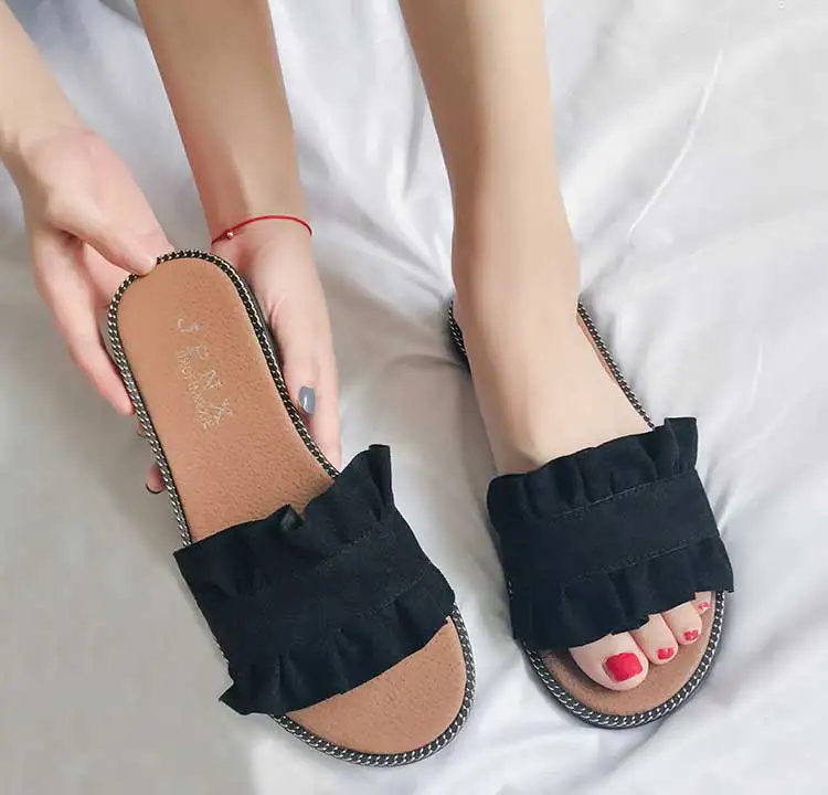 Шлепанцы женские на плоской подошве брендовые сандалии летние однотонные синие