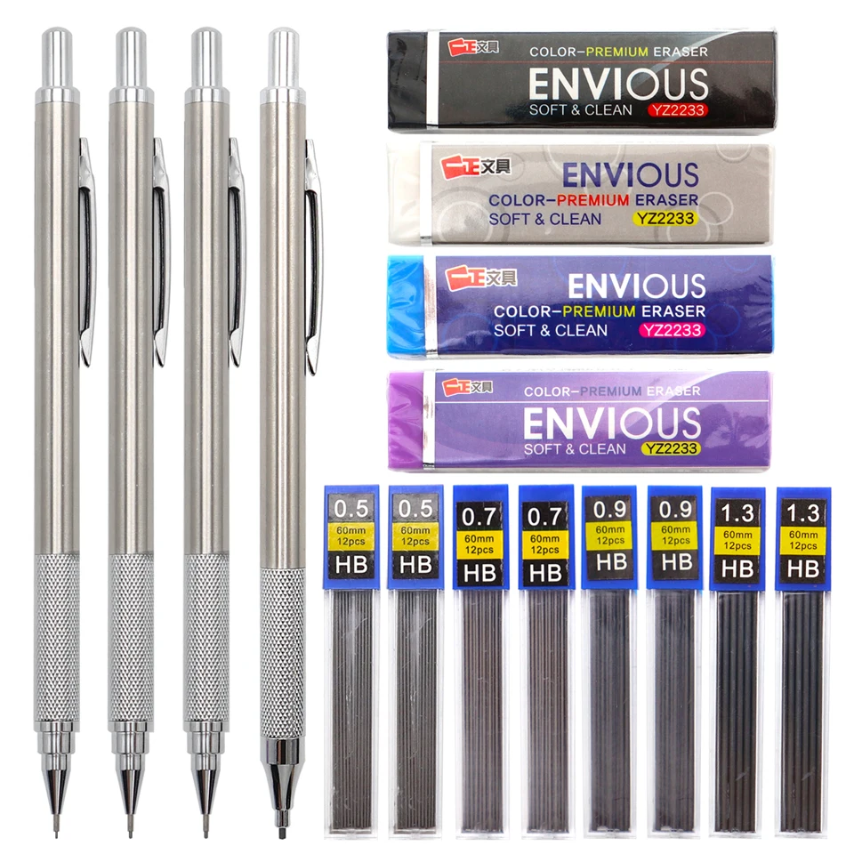 Full Metal Mechanical Pencils 0.5mm/0.7mm/0.9mm/1.3mm High Quality Automatic Pencil For Writing Scanning Stationery Supplies