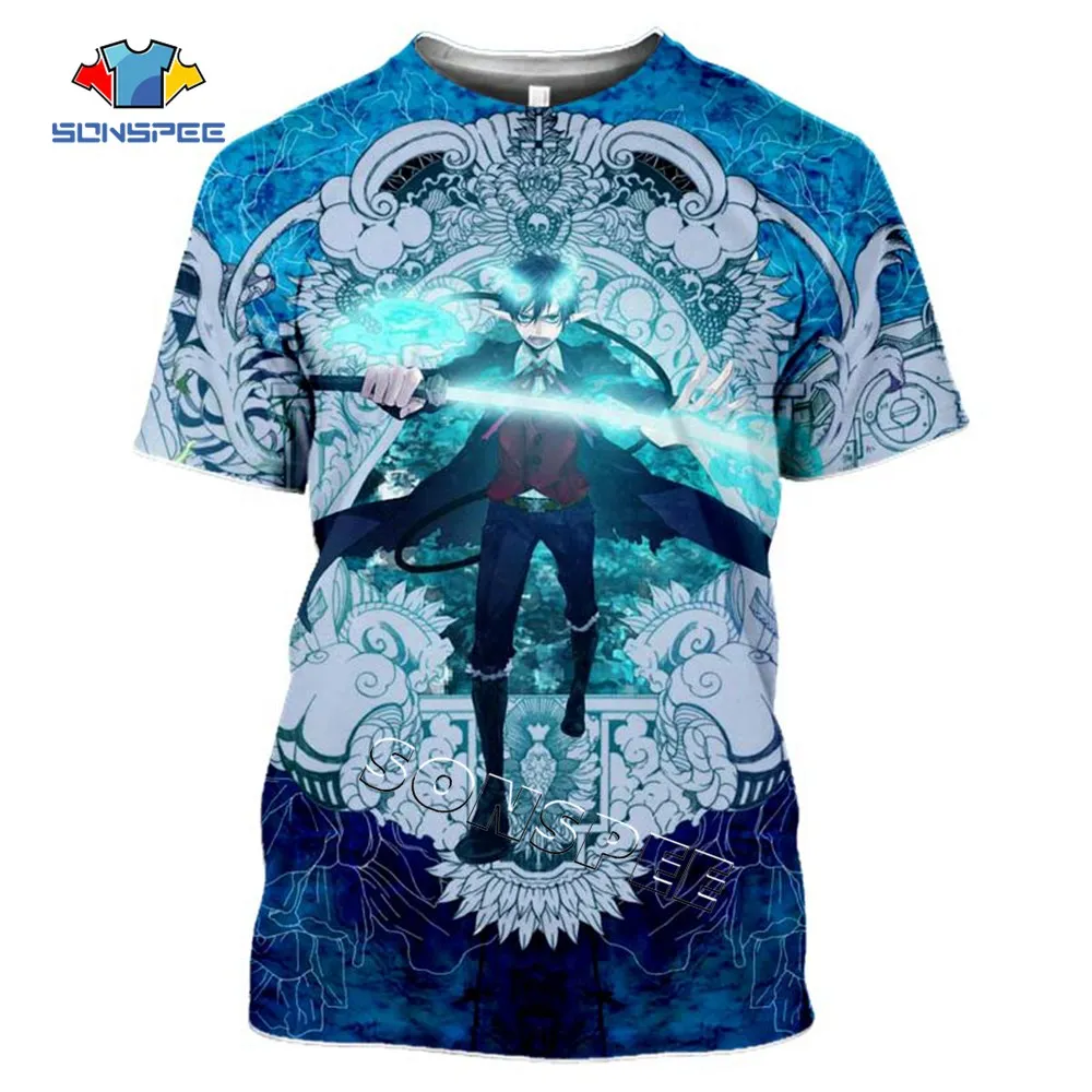 Мужская футболка с короткими рукавами SONSPEE синяя в стиле Харадзюку объемным