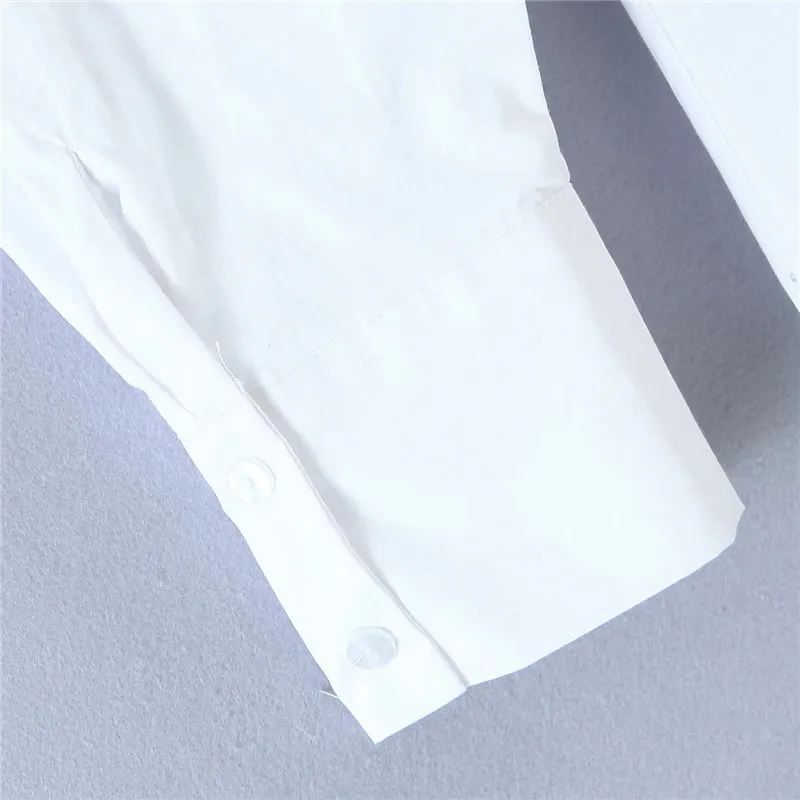

Za 2021 Fashion Women Blouse White Poplin Cotton Long Shirt Woman Casual Spring Slim Office Blouse Button Up Female Tunic