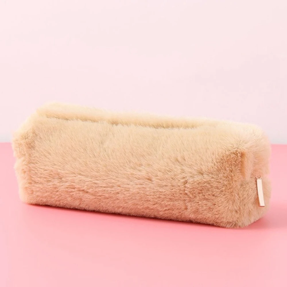 Сумка для карандашей, сумка для хранения, красочный плюшевый чехол для карандашей, школьная сумка, чехол для карандашей, милая ручка для девочек, коробка для студенческих канцелярских принадлежностей - Цвет: Khaki