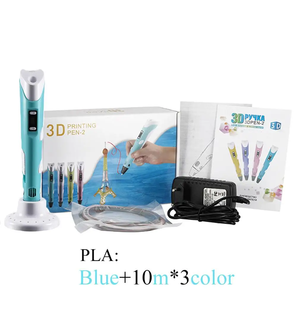 3D Ручка ЖК-экран DIY 12 в 3D печать ручки филаменты ABS PLA искусство Дизайн рисунок для детей креативный ребенок образование игрушка Подарки - Цвет: Синий