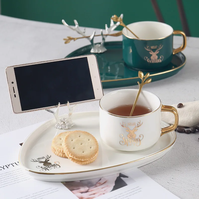 Европейская роскошная керамическая офисная кофейная чашка и блюдце набор