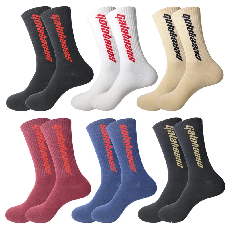 Women Streetwear Kanye West Ins Crew Hip Hop Letter Calabasas Socks Long Skateboard Sock